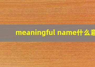 meaningful name什么意思